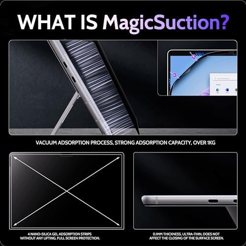 Peslv Privacy Screen for 12.3 Inch Surface Pro 7+/7/6/5/4/3, MagicSuction™ Removable Anti Spy Black Protector, Glare Blue Light Filter for Microsoft Laptop Computer Monitor - Image 3