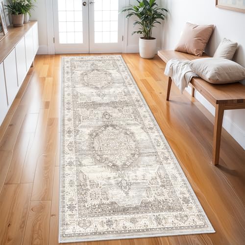 Washable Hallway Runner Rugs 3x8: Soft Ultra Thin Low Pile Carpet Machine Washable Indoor Lightweight Rug Runner Anti Slip Backing Rugs for Living Room Bedroom Kitchen 3'x8' Beige - Image 2