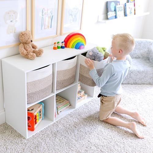 NaturalCozy Storage Cubes 11 Inch Cotton Rope Woven Baskets for Organizing, 3-Pack | Cube Storage Bin | Square Storage Baskets for Shelves Organizer, Classroom, Kids Toy Bins, Closet, Baby Nursery - Image 3