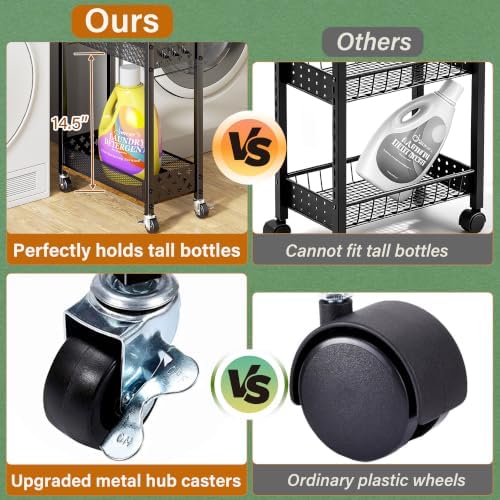 OKZEST Slim Bathroom Organizers and Storage Cart with Toilet Paper Holder - Image 4