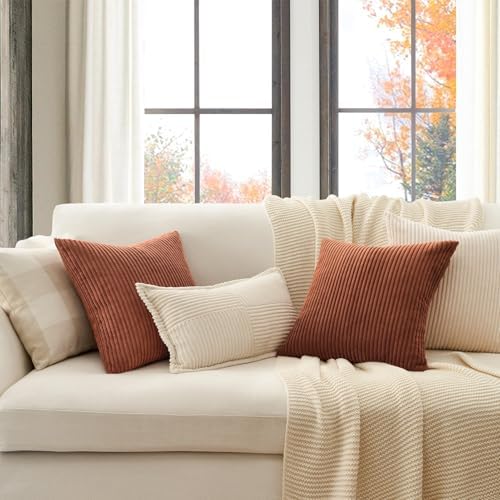 Topfinel Decorative Rust Throw Pillow Covers Cushion Cases, Set of 4 Soft Velvet Modern Double-Sided Designs Terracotta Home Decor ，Fall Style Throw Pillows 20x20 inches - Image 2