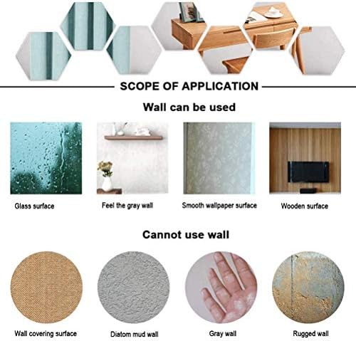 12PCS Hexagon Acrylic Mirror Wall Stickers - DIY 3D Art Sheet Plastic Removable Wall Mirror Stickers for Bathroom, Bedroom, Living Room, TV Background Decoration (Hexagonal) - Image 5