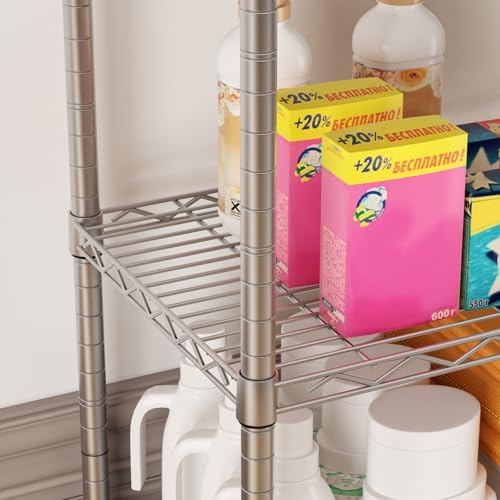 SINGAYE 5 Shelves Storage Wire Shelf Closet Metal Shelving Pantry Wheels - Image 4