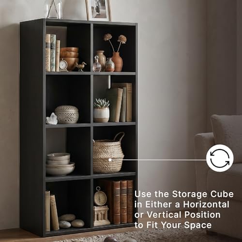 Signature Design by Ashley 8 Cube Storage Organizer, Black Bookcase - Image 4
