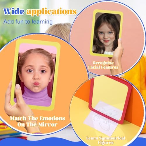 Dandat 5 Pcs 6x4 Shatter Proof Unbreakable Kids Mirrors, Rainbow Colors - Image 4