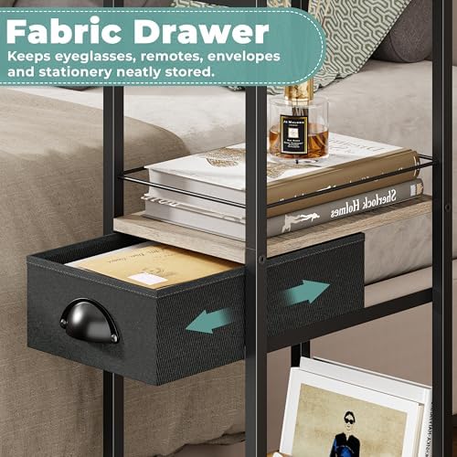 Rolling C Shaped Side Table with Storage Drawer, Ivory Portable Desk on Wheels, Bedside Table for Sofa Couch & Bed, Small Overbed Laptop Desk, Mobile Coffee End Table for Bedroom Living Room Dorm - Image 5