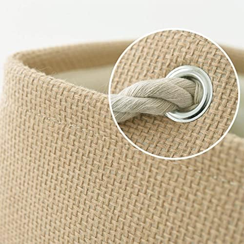 TheWarmHome Decorative Basket Rectangular Fabric Storage Bin Organizer Basket with Handles for Clothes Storage (Beige, Medium-1Pack,13.8L*9.8W*6.7H) - Image 4