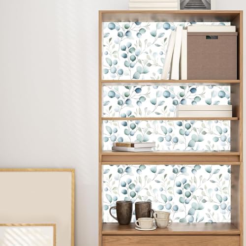 Danodoi Blue Green Vintage Leaf Peel and Stick Wallpaper 17.5" x 118" | Waterproof Vinyl Self Adhesive Removable Renter Friendly Floral Contact Paper - Image 5