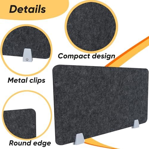 4 Packs Privacy Desk Dividers Acoustic Desk Panel 16x24 Inch Noise Reducing Desk Privacy Panel and Visual Distraction with Metal Clip for Student Offices School (Black) - Image 5