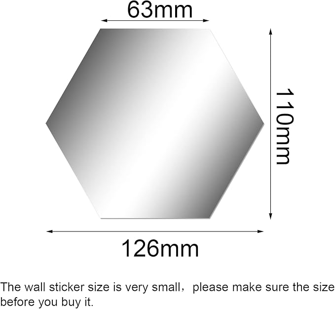 Shappy 32 Pcs Hexagon Mirror Wall Stickers, 12.6 x 11 x 6.3 cm - Image 2