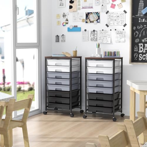 SYKIARIOL Rolling Cart with Drawers,8 Drawers Utility Cart,Grey Gradient - Image 6