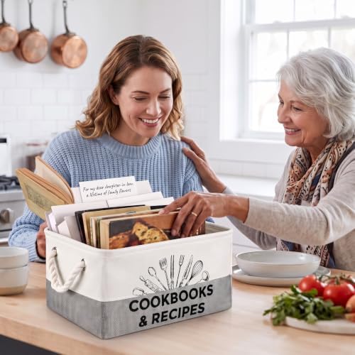 Marsui 1 Pcs Cookbook & Recipe Book Basket Cook Lover Gifts, White Gray - Image 5