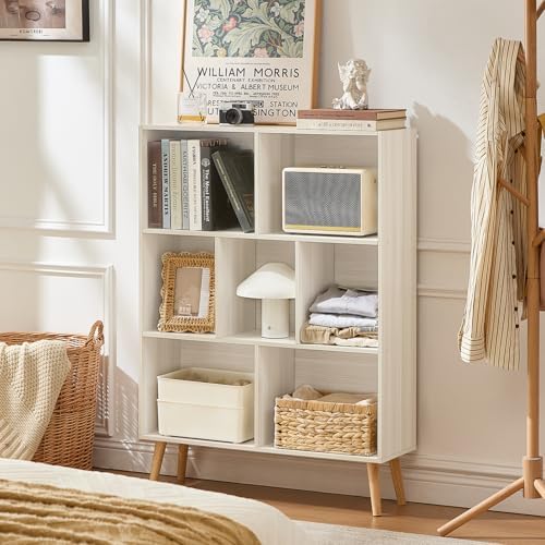 LEYAOYAO Cube Bookshelf, Mid-Century Modern Book Shelf with Legs,Light Grey - Image 5