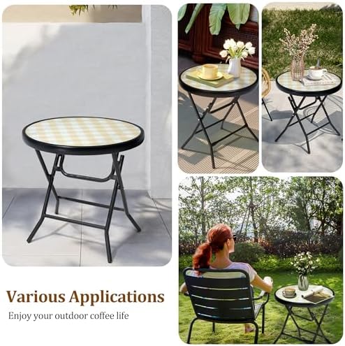 Outdoor Side Table, Small Patio End Table, Yellow - Image 4