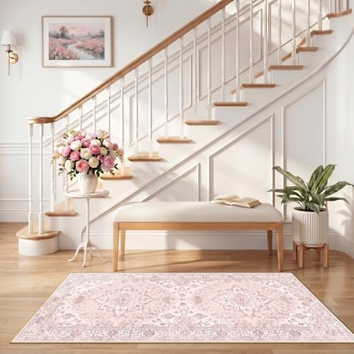 RELEANY Washable Area Rug, Runner 2'6"x5', Pink - Image 2