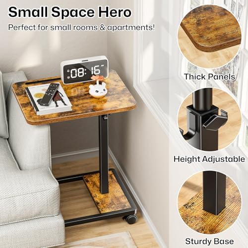 Adjustable TV Tray Table with Wheels: 18"-30.7" Height - Image 5
