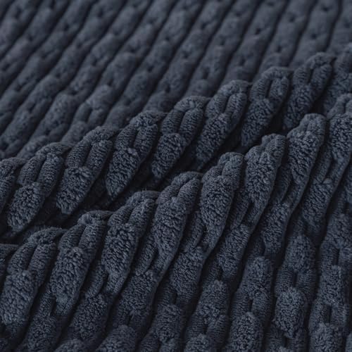 Set of 4 Grey Blue Decorative Throw Pillow Covers 20x20 Inch Corduroy Pillow Covers for Bed Couch Sofa Living Room Soft Square Cushion Cases - Image 5