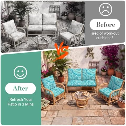 8Pcs Patio Cushion Covers Stretch Outdoor Furniture Protector Slipcovers - Image 5