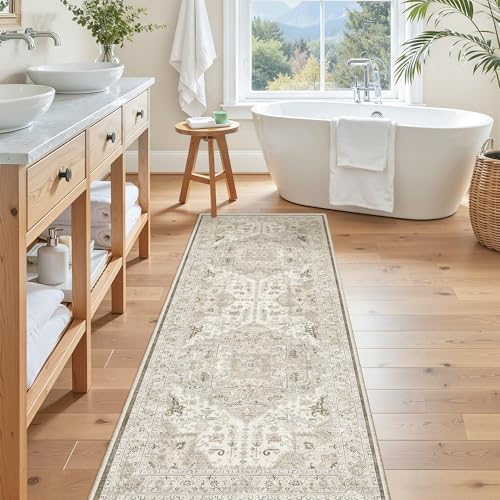 Madane Hallway Runner Rug 2x5 Washable Entry Rugs Non-Slip, Ivory/Brown - Image 5