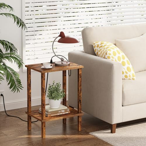 TUTOTAK End Table with Charging Station, Side Table, Nightstand - Image 2