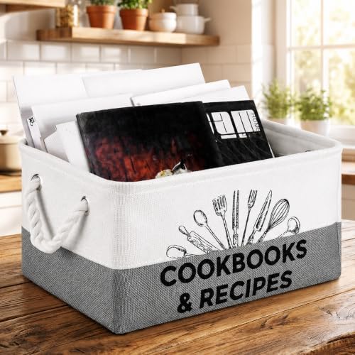 Marsui 1 Pcs Cookbook & Recipe Book Basket Cook Lover Gifts, White Gray by Marsui