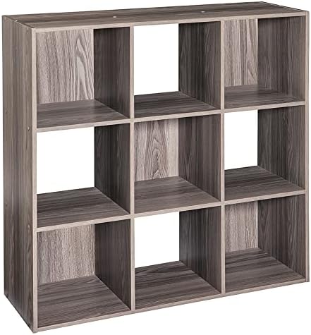 ClosetMaid Cubeicals 9 Cube Storage Shelf Organizer Bookshelf, Stackable, Square Shape, Easy Assembly, Wood, Natural Gray Finish by Unknown