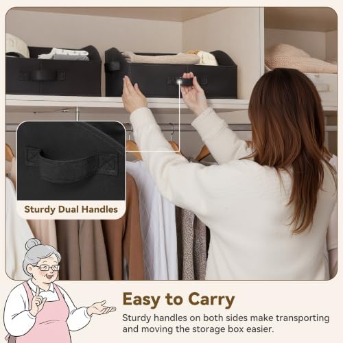 GRANNY SAYS Trapezoid Closet Storage Bins, Medium, Black, 3-Pack - Image 6
