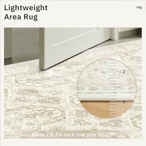 Soalmost 4x6 Area Rug for Living Room, Washable Rugs Non-Slip, Beige/Brown - Image 7