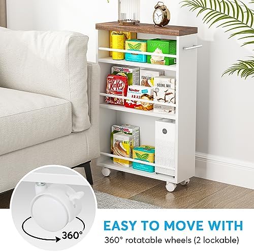 Tribesigns Slim Storage Cart, Rolling Narrow Kitchen Cart on Wheels for Small Place, 4-Tier Slide Out Slim Utility Cart Skinny Laundry Cart with Handle for Kitchen, Bathroom, Laundry - Image 5