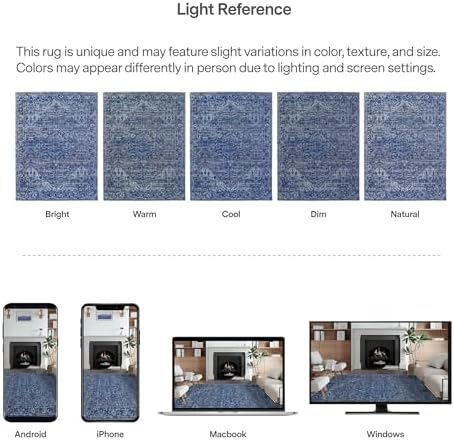 ReaLife Rugs Machine Washable Area Rug Runner - Living Room Bedroom Bathroom Kitchen Entryway Office - Padded Low Pile Stain Resistant Premium - Boho Vintage Traditional - Lyle - Blue 2'6" x 6' - Image 6