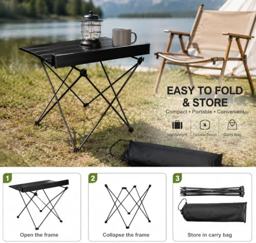 Folding Camping Table – Ultralight Aluminum Portable Table for Camping, Hiking, Backpacking, Picnic, Beach, BBQ – Compact Lightweight Collapsible Travel Side Table for Outdoor, RV, (1) - Image 3