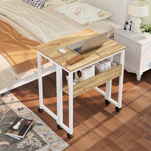GreenForest Folding Desk with Wheels, 24.8" Rolling Table for Small Spaces - Image 2