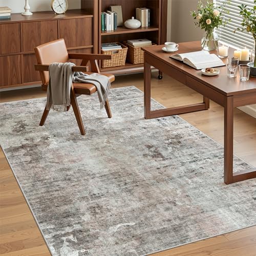 Soalmost Abstract 3x5 Rugs, Small Kitchen Entryway Area Rug Pink/Grey - Image 3