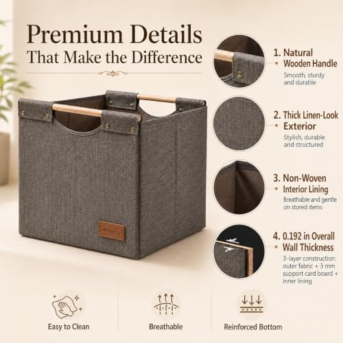 KAKAMAY Fabric Cube Storage Bin, Fits Kallax Shelf 13x15x13 2-Pack Brown - Image 4
