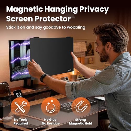 Magnetic 27 inch Privacy Screen for Monitor Frameless/Thin Bezel Computer 16:9 Aspect Ratio, Hanging Anti Blue Light Shield Eye Protection, 27in Removable Anti-Impact Privacy Protector Film - Image 2
