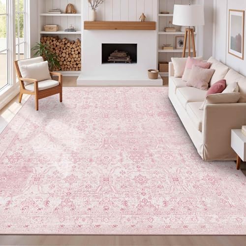 Rugxara Pink 8x10 Area Rugs for Living Room Bedroom Large Washable Rug by Rugxara