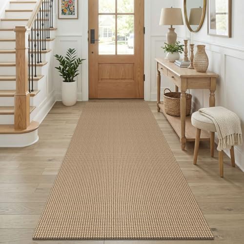 KOZYFLY Runners for Hallways 3x8 ft Washable Kitchen Runner Non Slip Rubber Backed Hall Runners Cotton Entryway Runner Rugs for Indoor Backdoor Bedroom Kitchen, Orange Beige/Tan/Brown by KOZYFLY