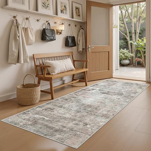 Soalmost Abstratc Runner Rug 2x6 Kitchen Hallway Runners Pink/Grey by Soalmost