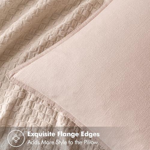 MIULEE Decorative Linen Euro Sham Pillow Covers 22x22 Inch Light Pink - Image 2