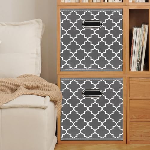 Fabric storage bins Cubes, Fabric Cube Organizer with Handle, Foldable Cube Bins for Cloth or Accessary Storage, 11x11x11, Set of 3, (Gray Light) - Image 5