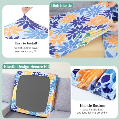8Pcs Patio Cushion Covers Stretch Outdoor Furniture Protector Slipcovers - Image 5