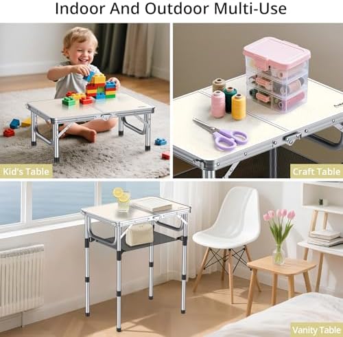 Anbte Folding Camping Table, 24"X 16" Adjustable Height Small Folding Table - Image 4
