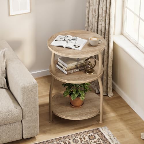 3-Tier Round Side Table, 15.7 inch End Table Nightstand - Image 4