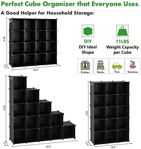 C&AHOME 16 Cube Storage Organizer Cube Shelves Units Storage Cubes, Black - Image 3