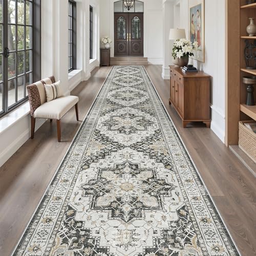 Madane Hallway Runner Rug 3x20 Washable Kitchen Runners 20ft, Black - Image 2