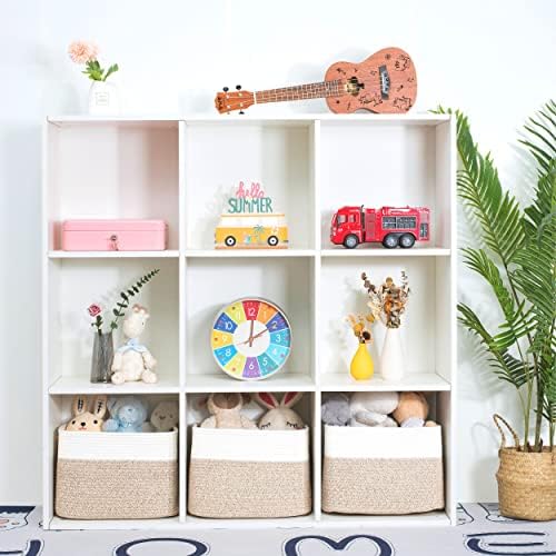 MINTWOOD Design 3-Pack Storage Baskets for Shelves, Playroom and Classroom Basket, Book Decorative Cube Bins, Woven Closet Organizers, Baby Nursery Baskets, Light Brown - Image 4