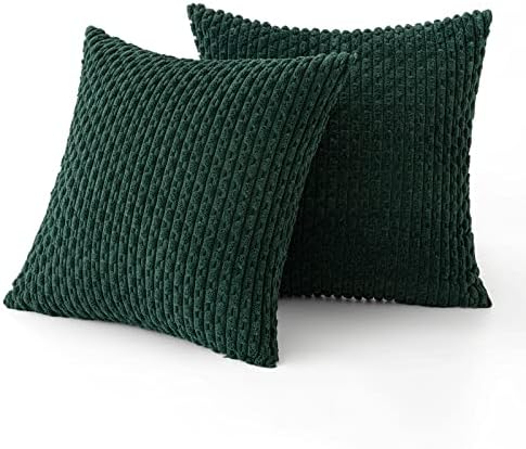 MIULEE Decorative Throw Pillow Covers 18x18 Dark Green Textured Corduroy - Image 6