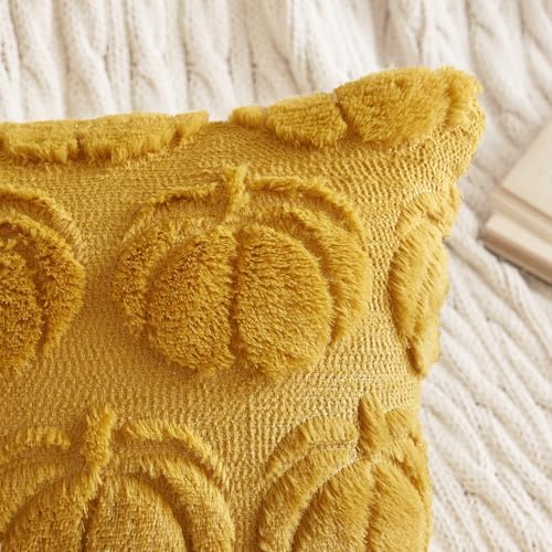 MIULEE Fall Pillow Covers Pumpkin Fall Decor 20x20 Mustard Yellow - Image 2