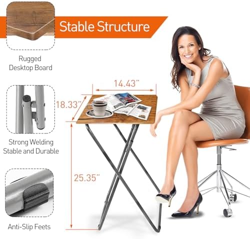 Tv Trays Folding Tv Table, Dinner Table for Eating(Yellow Brown,1pcs) - Image 4