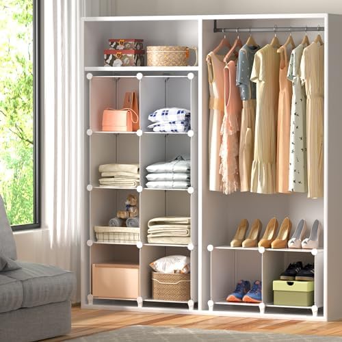 Neprock 16 Cubby Storage Organizer, Closet Clothes Storage Organizer, Cube Shelves Closet Organizers and Storage Shelves for Clothing Storage with Hammer, Bookshelf for Kids (White) - Image 4